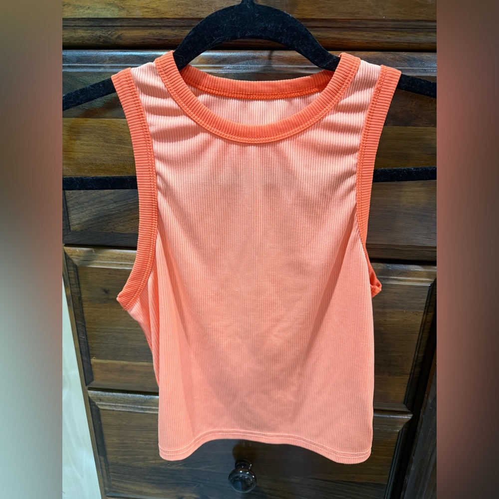 Orange Sleeveless Ribbed Crop Top